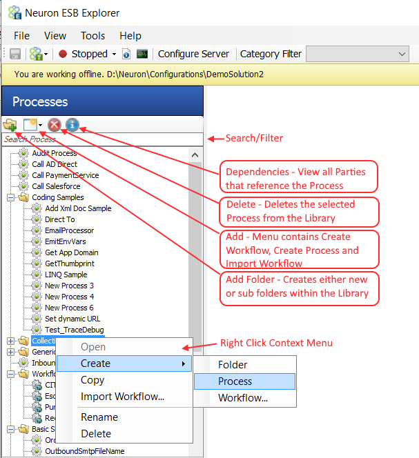 Processes Library Business Processes   are stored and listed