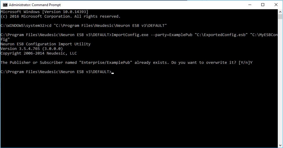 Neuron ESB Command Line Export/Import Deployment - Peregrine Connect