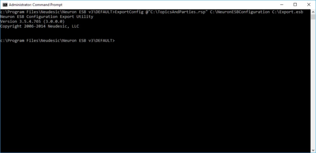 Figure 11: Running the Export Program with a Response File