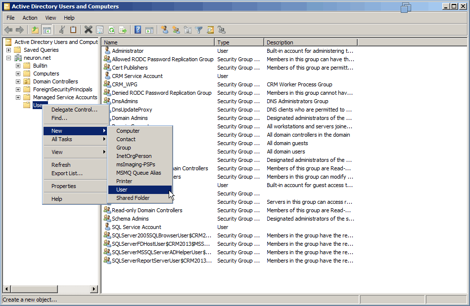 Create User in Active Directory