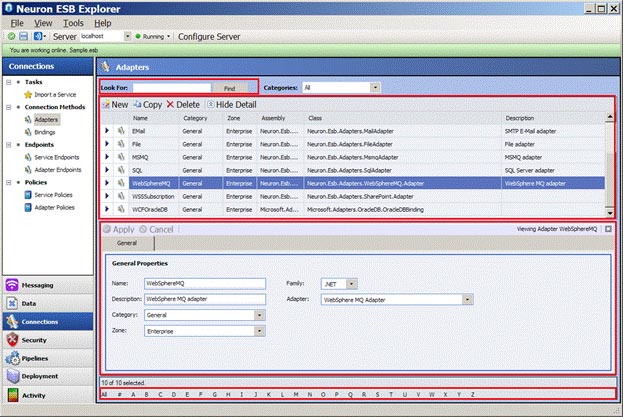 Adapter Registration Management Window