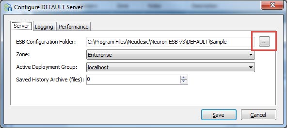 Configure server dialog