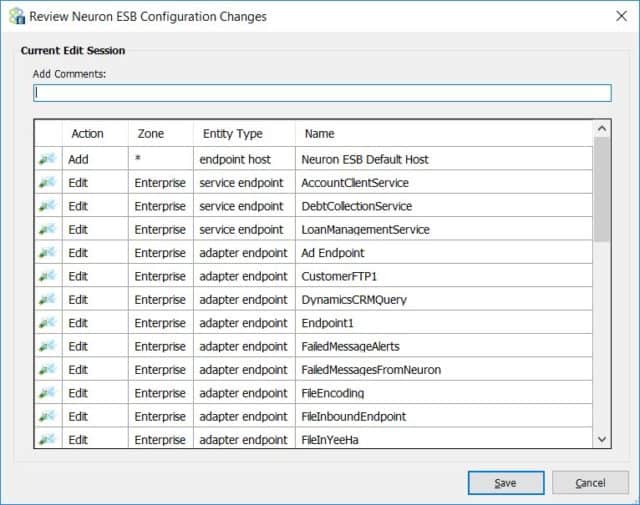 Import ESB Config - Changes comments