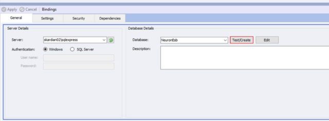 Import ESB Config - Create Database