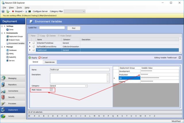 Import ESB Config - Environmental Variables