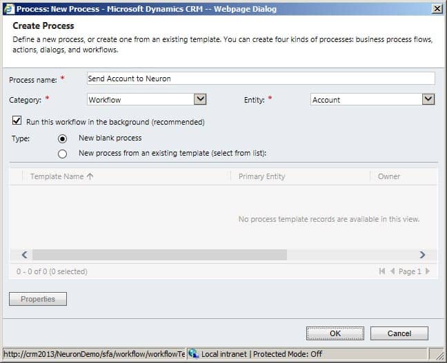 MS CRM Create process